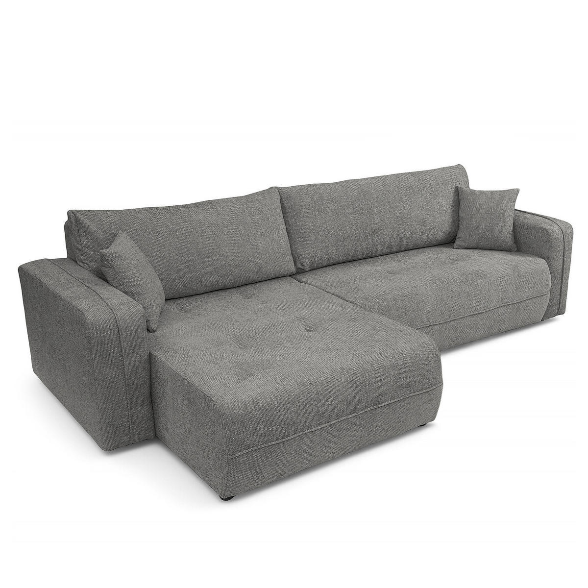 ECKSOFA mit Schlaffunktion - 272 cm - Anthrazit/Schwarz, Kunststoff/Textil (272/145cm) - home24