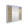 SCHWEBETÜRENSCHRANK Talin II, mit RGB LED Beleuchtung - Silberfarben/Eiche Artisan, Holzwerkstoff/Metall (180/215/58cm) - MIRJAN24