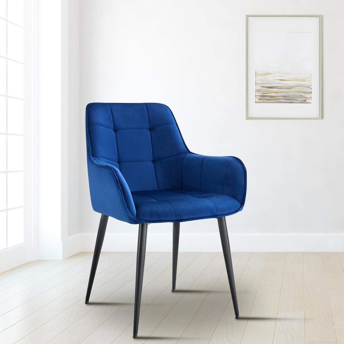 ESSZIMMERSTUHL Kunststoff dunkelblau - Schwarz/Dunkelblau, Kunststoff/Textil (58/86/62cm) - CLP