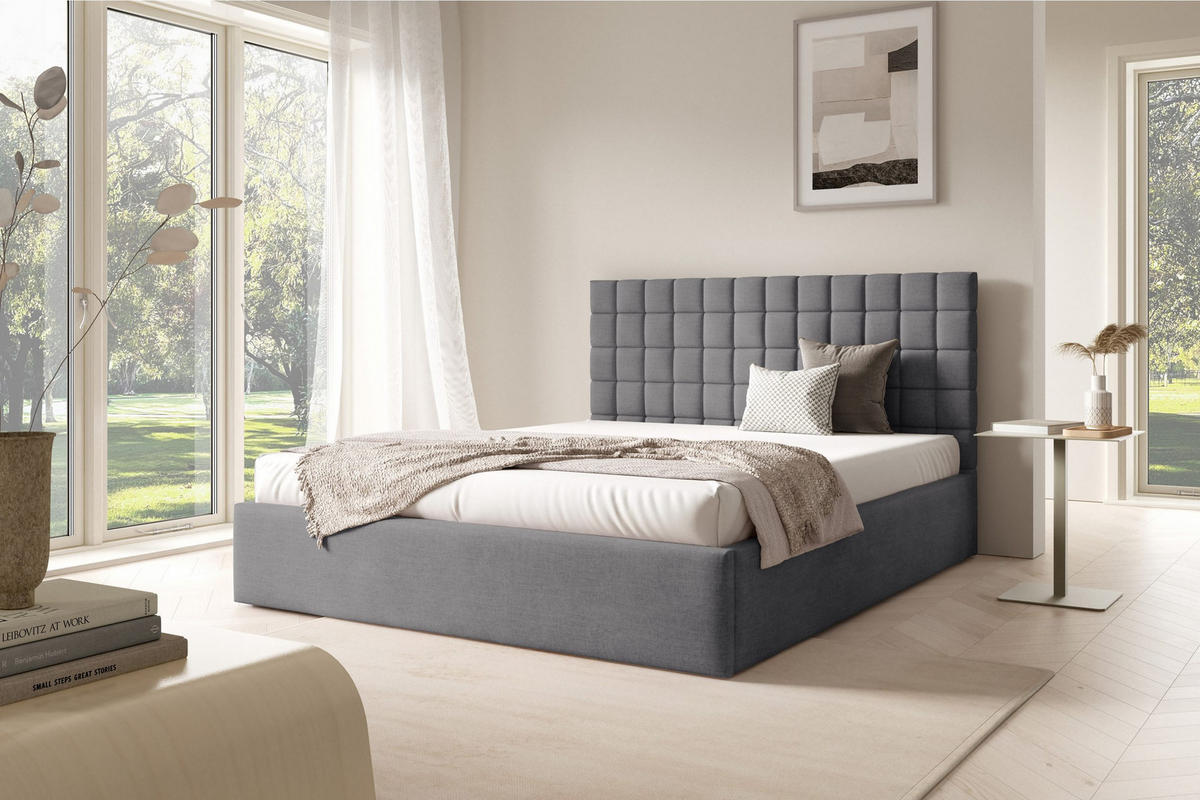 POLSTERBETT BEZA III - Dunkelgrau - Dunkelgrau, Holz/Textil (180/200cm) - AN-Moebel 4u