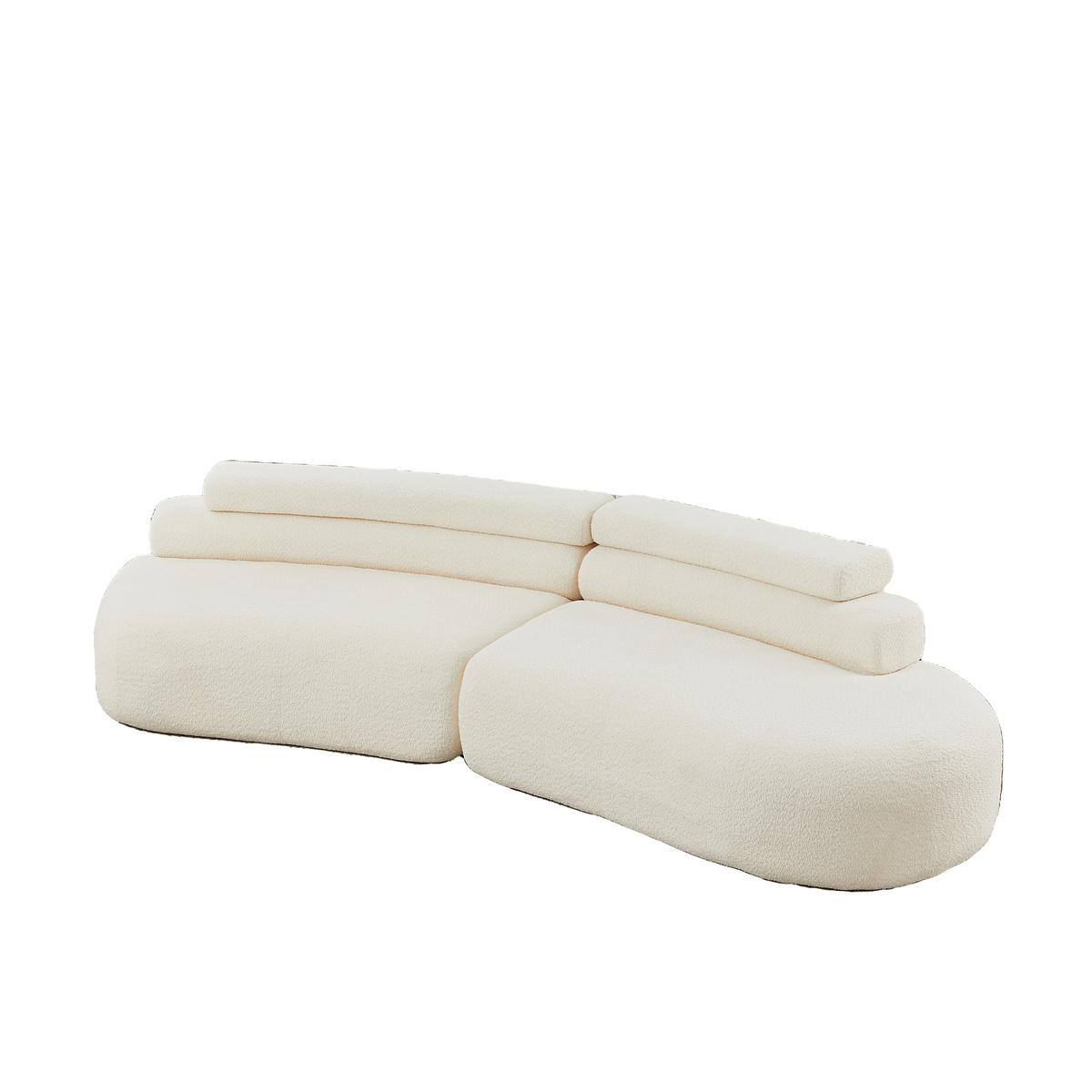 MODULSOFA 2-teilig geschwungen mit 3 Rückenkissen, DE-42897, Cremeweiß - Beige, Textil (306/67/103cm) - ComfortXL