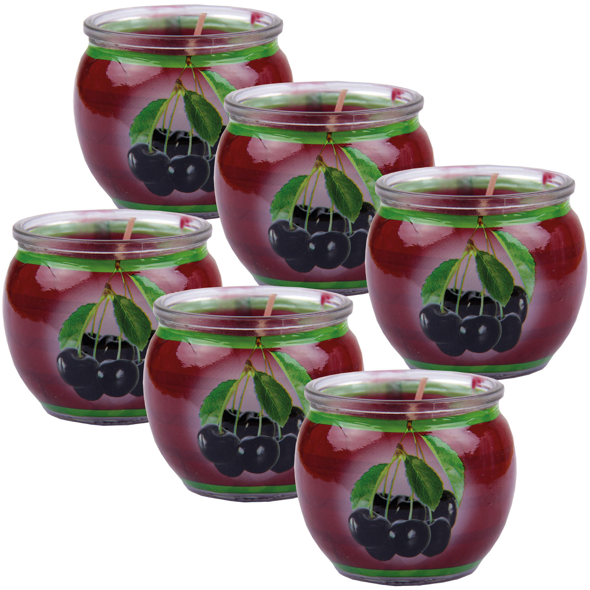DUFTKERZEN Glas 6er-Pack Black Cherry - Dunkelrot, Naturmaterialien (7/6cm)