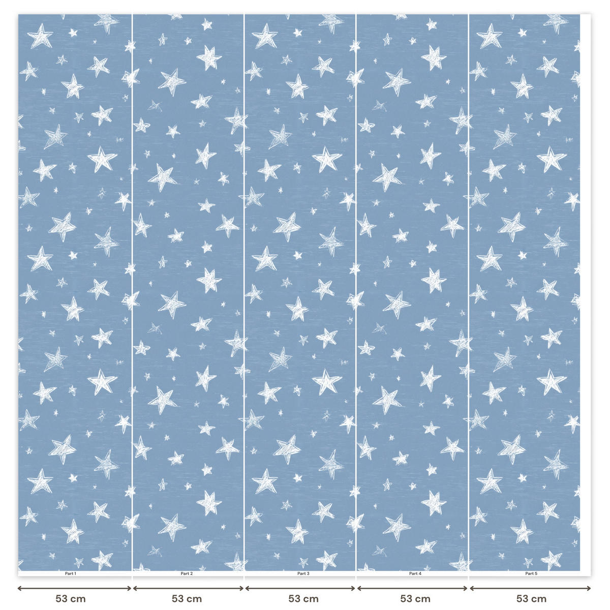 KINDERTAPETE - Sterne - Muster - Blau - 260x280 cm - Hellblau, Papier (260/280cm) - OnlyWow