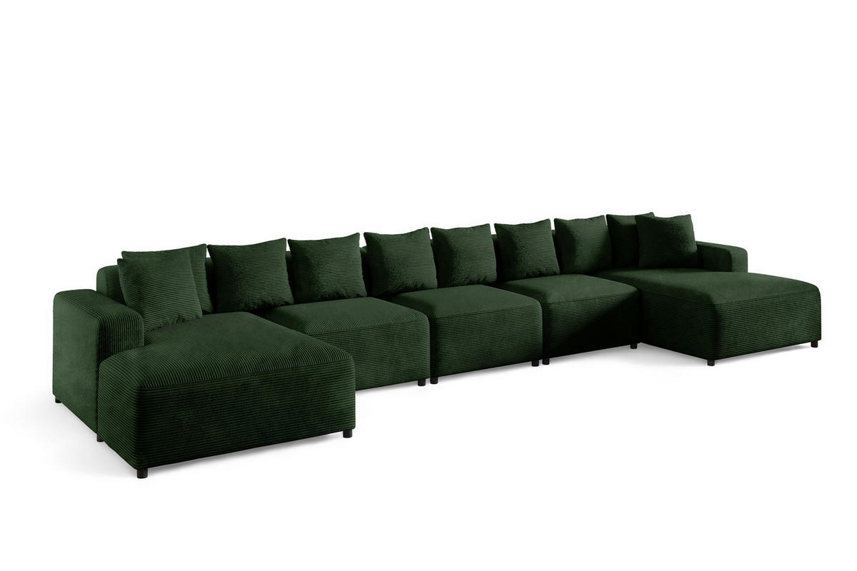 WOHNLANDSCHAFT Megan Xl In Poso - Dunkelgrün, Holzwerkstoff/Textil (517/75/165cm) - Fun Möbel