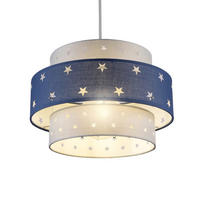 LAMPENSCHIRM STARLIGHT Grau & Marineblau Star Zweistöckig Easy Fit - Dunkelblau, Textil (30/30/19cm) - CGC Europe