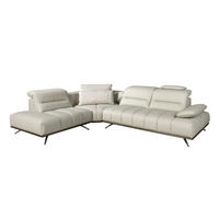 ECKSOFA Linksseitiges Ecksofa aus hellgrauem Leder 310/235/102 cm - Chromfarben/Hellgrau, Leder/Metall (310/235cm) - ANGEL CERDA