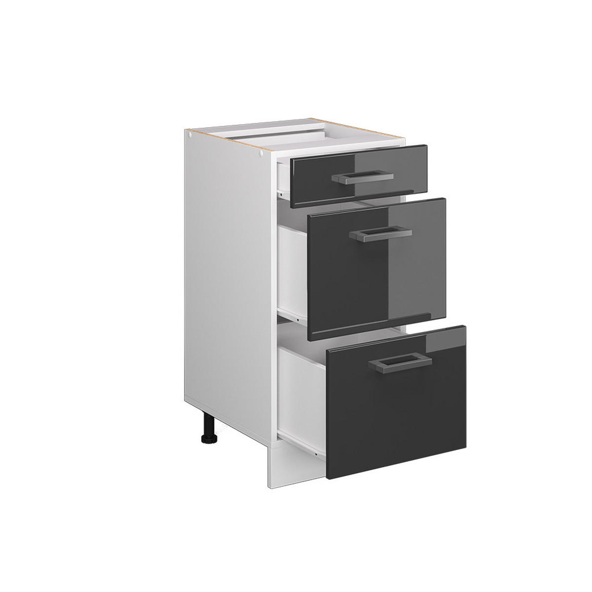 KÜCHENUNTERSCHRANK R-Line Anthrazit Hochglanz 40 cm mit Schubladen AP Anthrazit - Anthrazit/Weiß, Holzwerkstoff (40/81.6/60cm) - Vicco