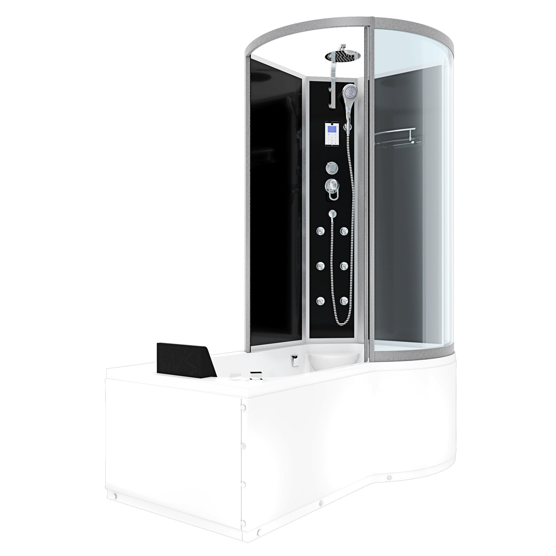 WHIRLPOOL Wanne Duschkabine sw K50-L31-WP 170x100 - Schwarz, Glas/Kunststoff (98/225/170cm) - AcquaVapore by Sandra Jentho