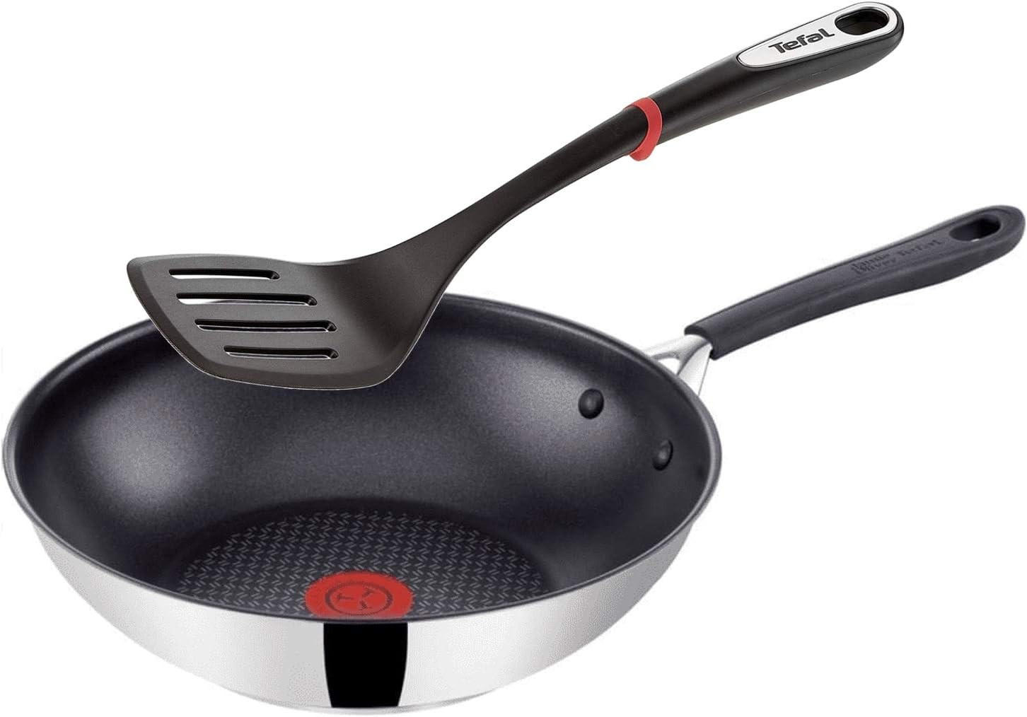WOKPFANNE G43519 Jamie Oliver Silber 2-Teilig - Silberfarben, Keramik/Metall (28cm) - Tefal
