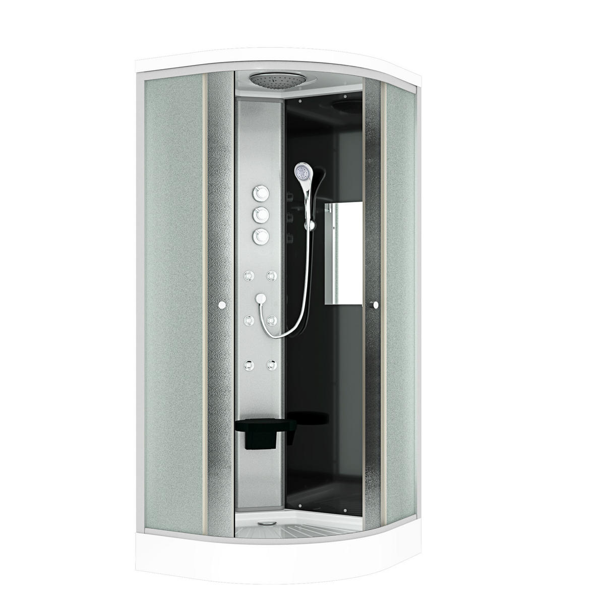 DUSCHE Fertigdusche D10-03M1-EC Schwarz 80x80 - Schwarz, Glas/Kunststoff (80/80/215cm) - AcquaVapore by Sandra Jentho
