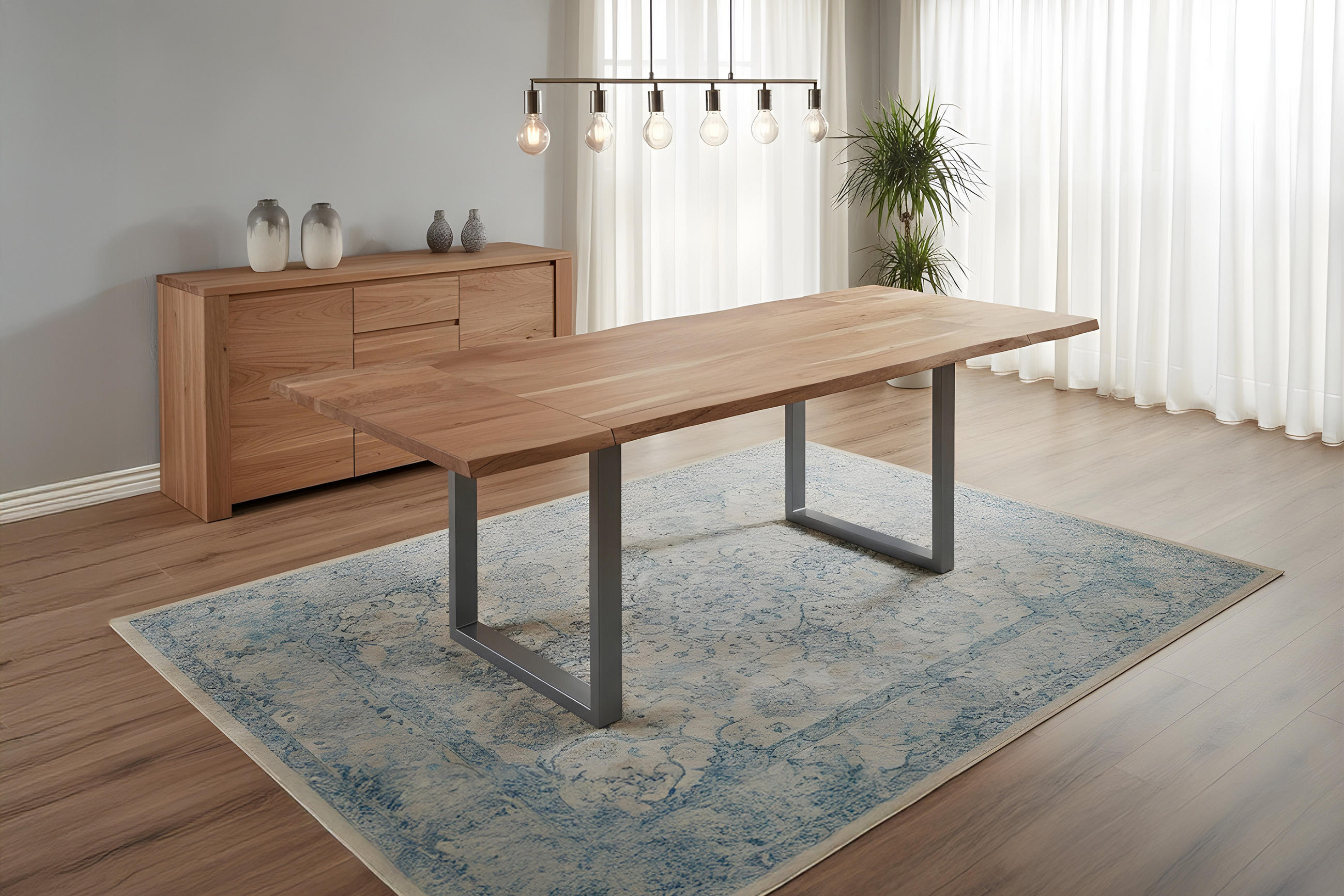 ESSTISCH ADINA - Beige/Silberfarben, Holz/Metall (100/200/76cm) - SAM