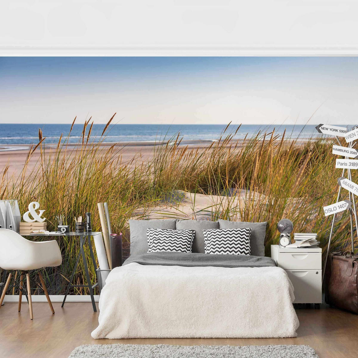 FOTOTAPETE Stranddüne am Meer 384/255 cm - Eichefarben, Papier (384/255cm) - Bilderwelten