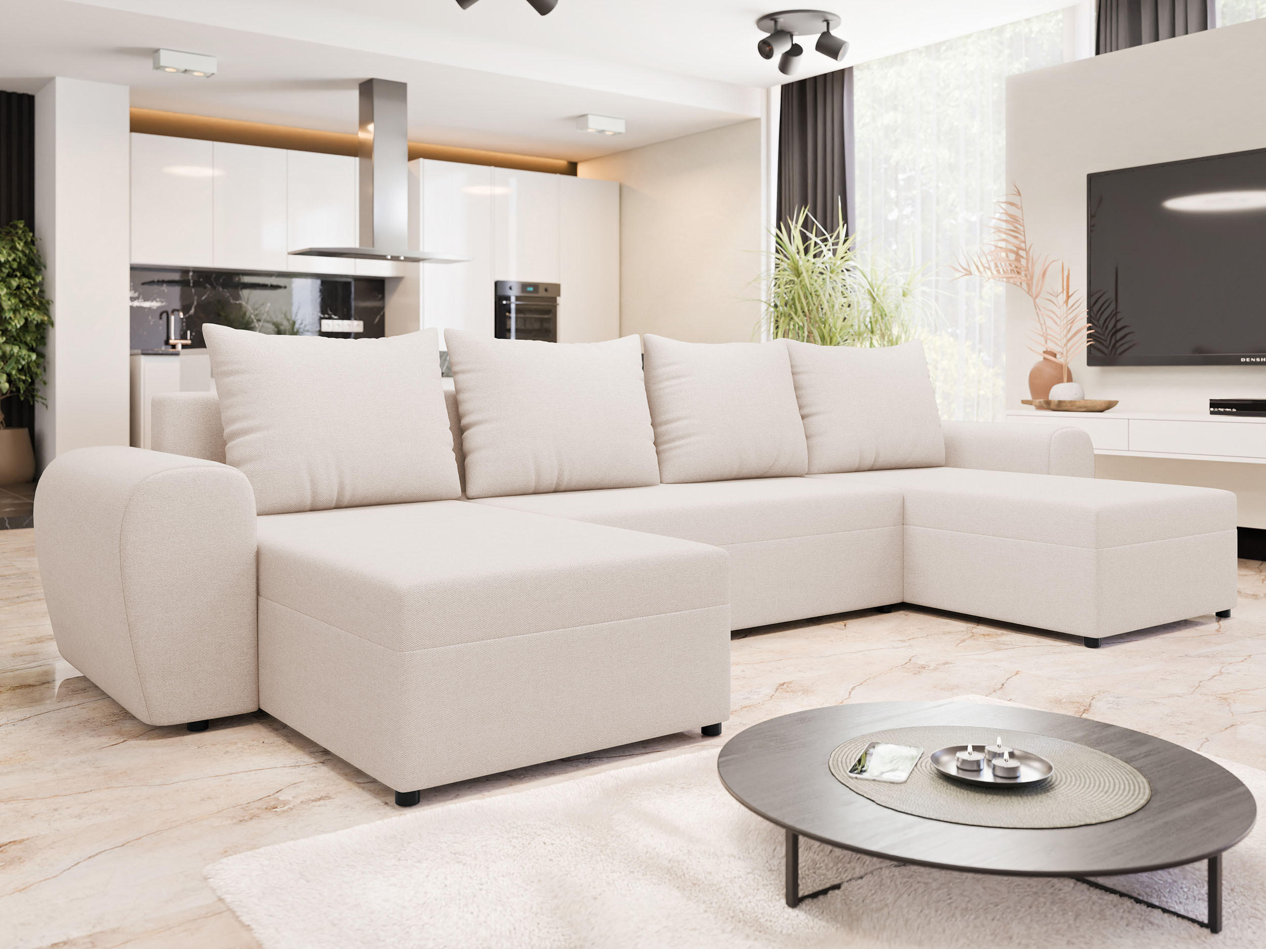 Thumbnail - Mirjan24 Wohnlandschaft, Natur, Textil, 6-Sitzer, U-Form,Rechteckig, rund, 330x86x140 cm, Wohnzimmer, Sofas & Couches, W...