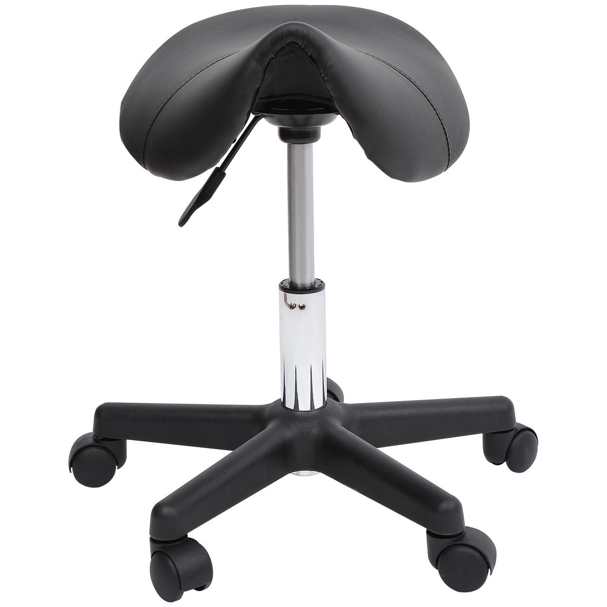 DREHHOCKER DE-09966 sattelförmiger Sitz, höhenverstellbar Schwarz - Schwarz, Metall (38/55/35cm) - ComfortXL