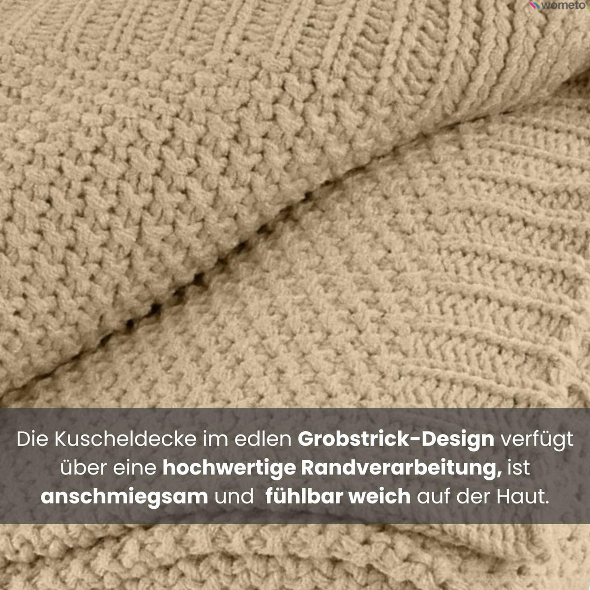 STRICKDECKE beige 140/190 cm - Beige, Textil (140/190cm) - wometo
