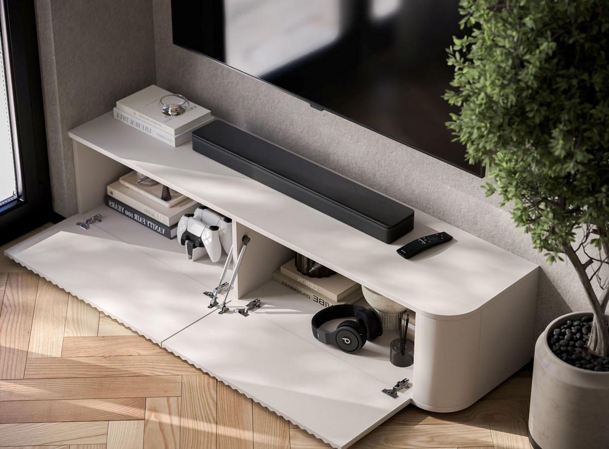 TV stolek Aurora kašmírový matný 140 cm s nízkými nožkami - kašmírová, kompozitní dřevo (140/31/35cm) - Meble Lindner