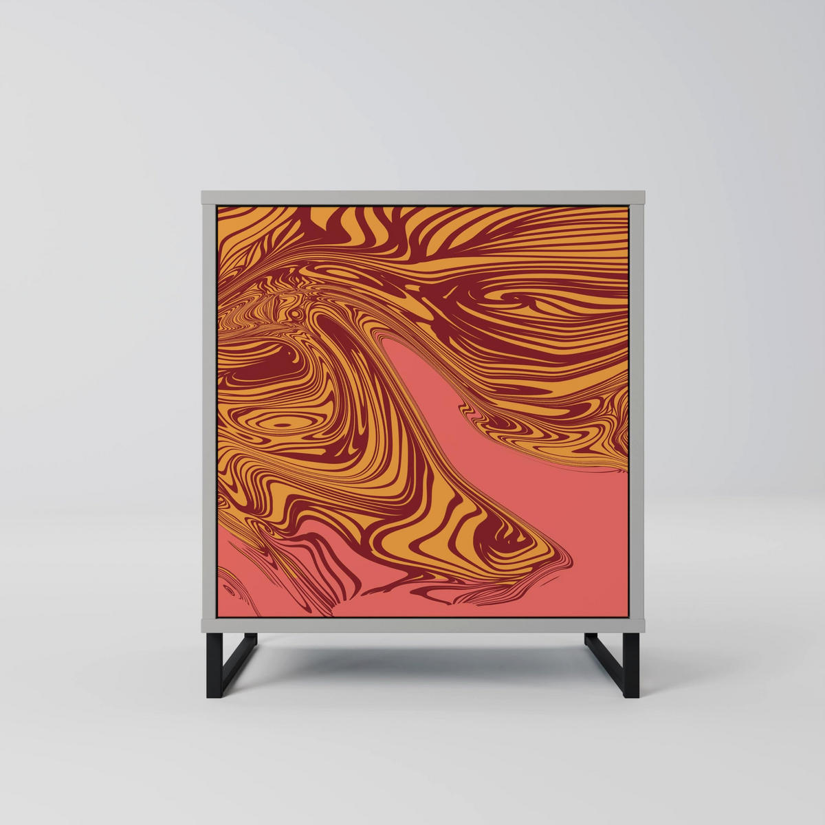 SIDEBOARD FLOATING THOUGHTS, Grau, 57,5x42x57,5 cm, Ohne Füße - Multicolor/Grau, Holzwerkstoff (57.5/57.5/42cm) - SpaceRebels