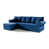 ECKSOFA LION, L-Form mit Schlaffunktion und Bettkasten, Blau, Veloursstoff, links - Blau, Textil (238/85cm) - Sepro Meble