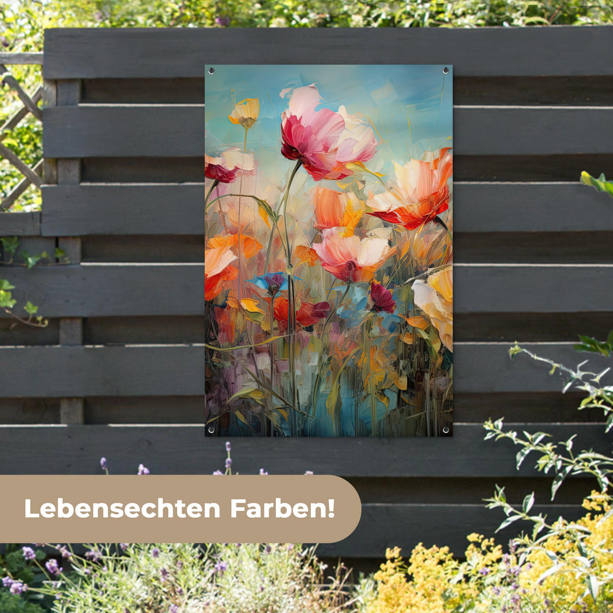 ZAHRADNÍ PLAKÁT Květiny - Akvarel - Umění - Botanické - Příroda 80x120 cm - pomerančová, plast (80/120/0.2cm) - OnlyWow