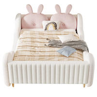 POLSTERBETT 140x200cm Teddy Samt Hasenform Weiß Doppelbett - Weiß, Textil (140/200cm) - FLIEKS