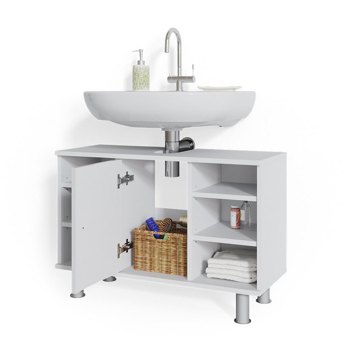 WASCHBECKENUNTERSCHRANK Fynn Weiß 80 x 54 cm - Weiß, Holzwerkstoff (80/54/32cm) - Vicco