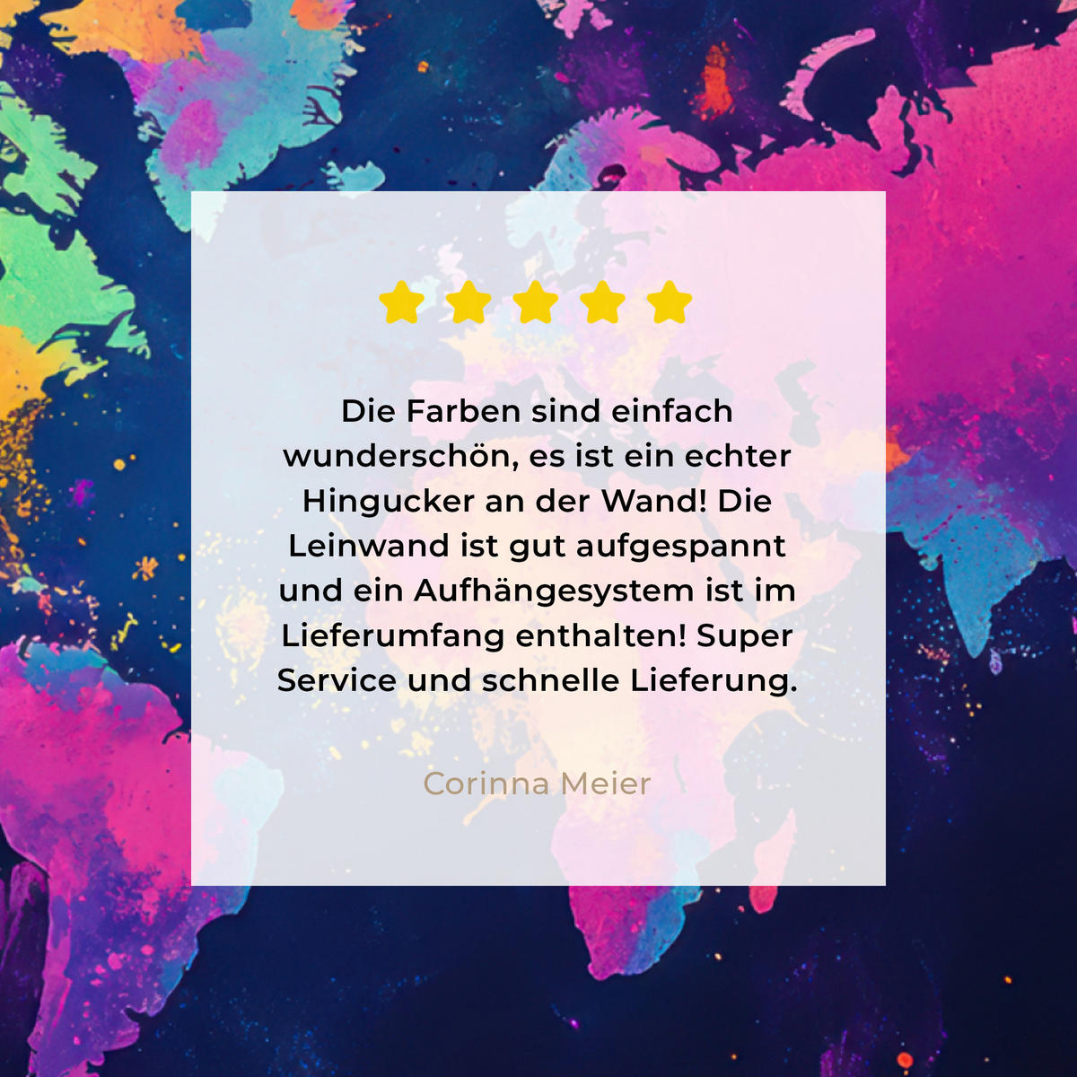 LEINWANDBILD Weltkarte - Bunt - Graffiti 20x20 cm - Multicolor, Textil (20/20cm) - MuchoWow