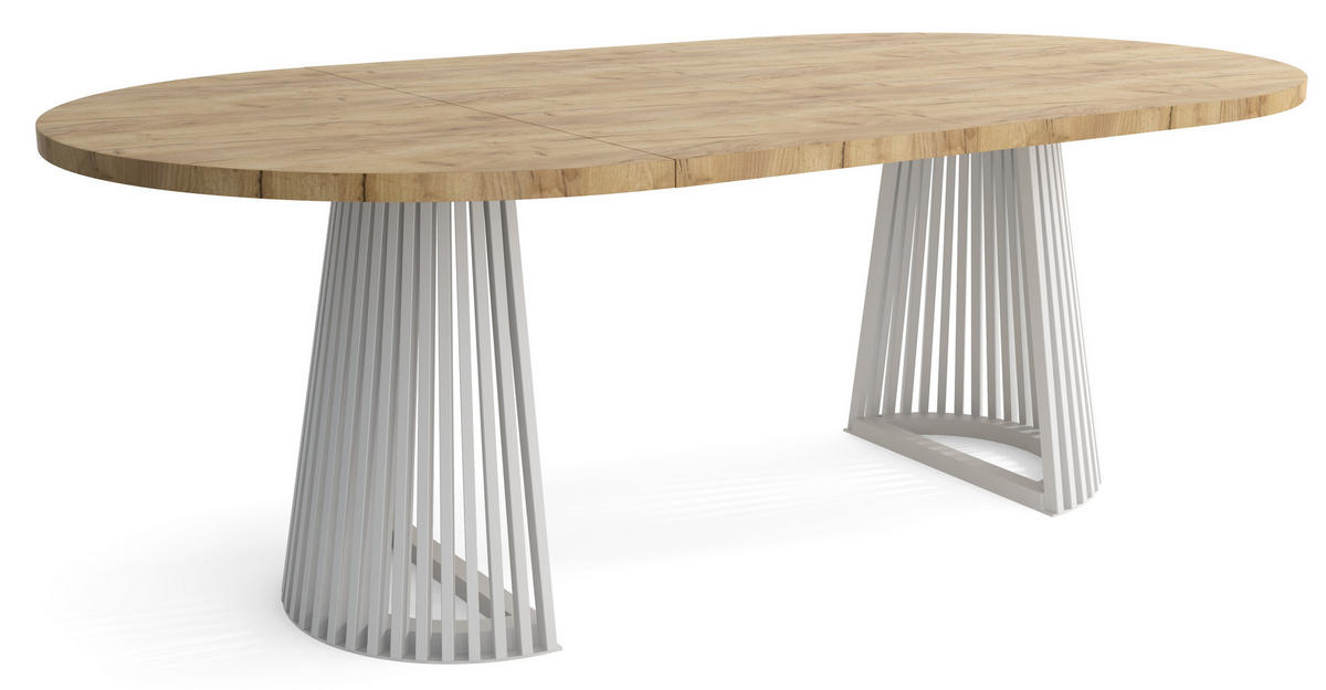 TISCH Weiß DUSTO Ausziehbar Mit Lamellen 100/200 cm - Weiß/Braun, Holzwerkstoff (200/100/77cm) - Sepro Meble