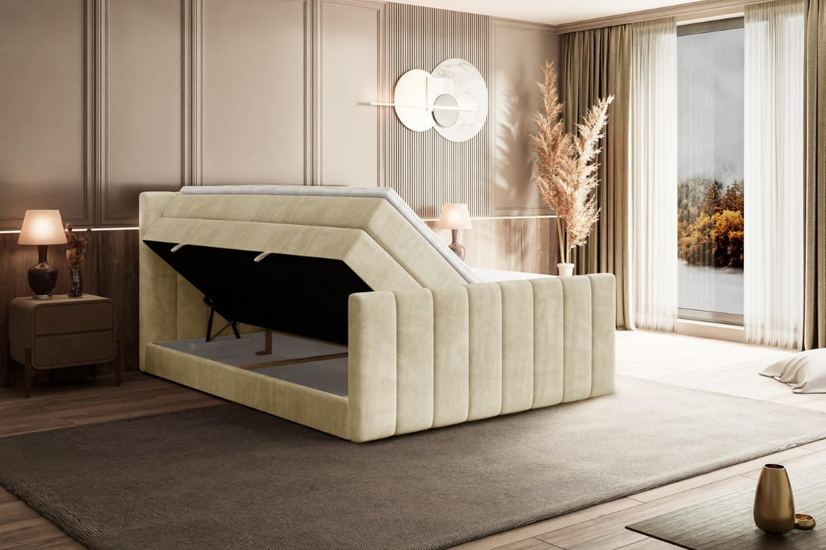 BOXSPRINGBETT OTTA-Z KING - 200x200 - H3/H4 - Beige - Beige, Holzwerkstoff (200/200cm) - ALTDECOR