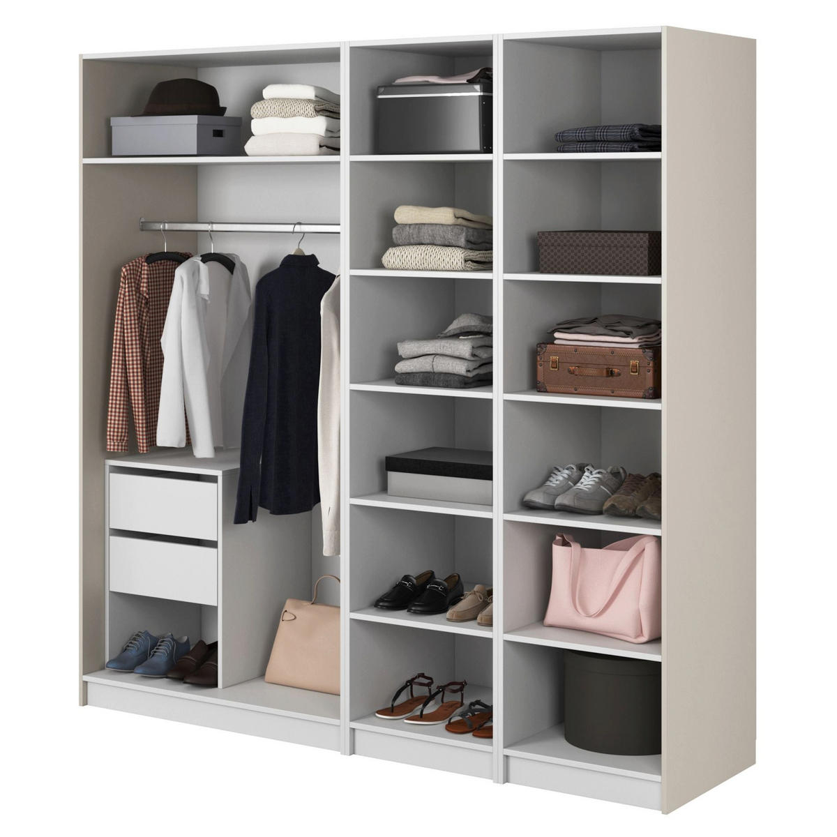 KLEIDERSCHRANK Moonir Greige 200 cm - Taupe/Goldfarben, Holzwerkstoff/Metall (200/200.5/57cm) - Selsey
