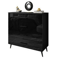 KOMMODE AURA GRIFFE mit Schubladen Beinfarbe – Schwarz - Schwarz, Holzwerkstoff (95/90/40cm) - Lookway