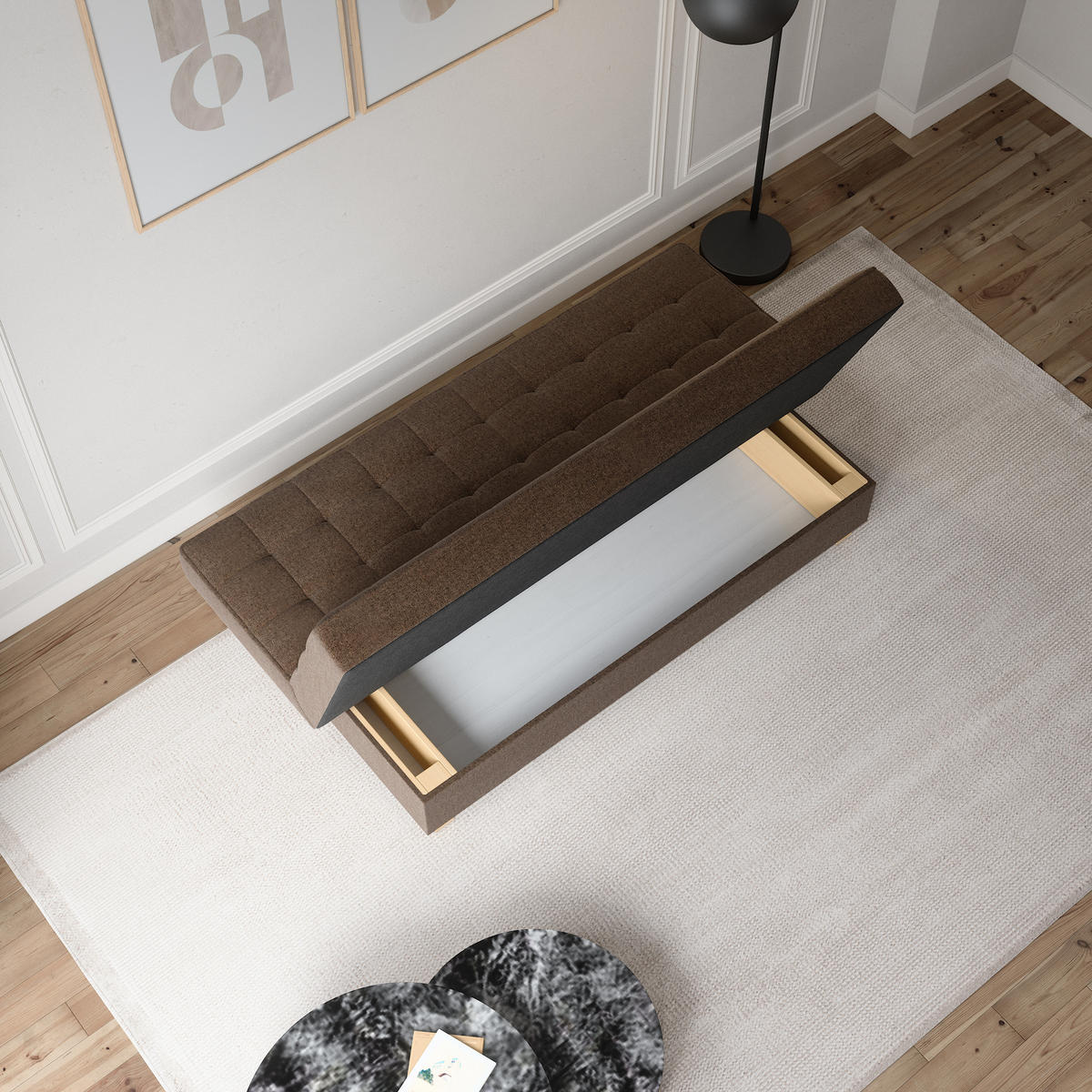 SCHLAFSOFA BELFI - Hellbraun (Twist 06) - Braun, Holzwerkstoff (192/95/92cm) - Möblo