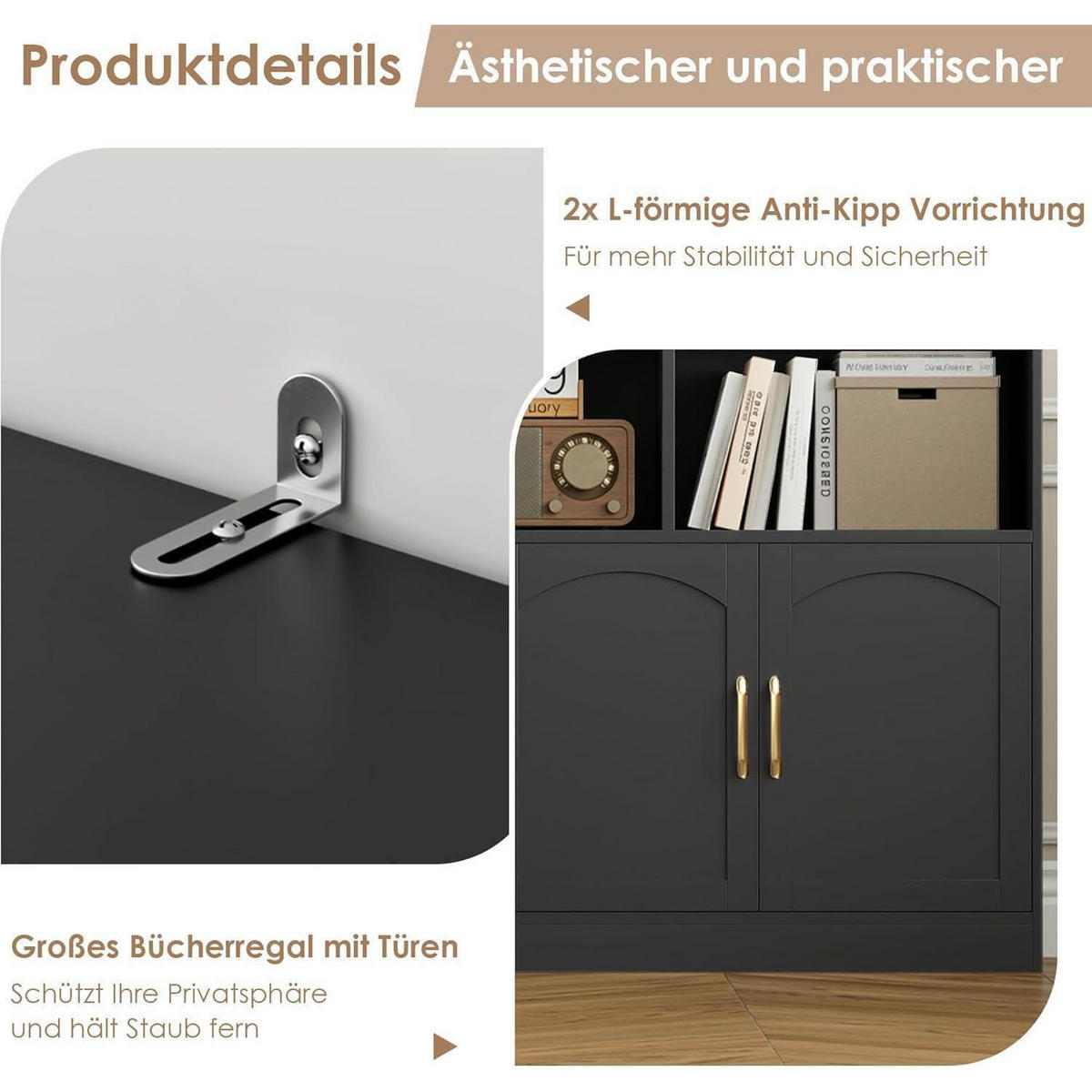 BÜCHERREGAL 209 cm schwarz - Schwarz, Holzwerkstoff (150/209/23.7cm)