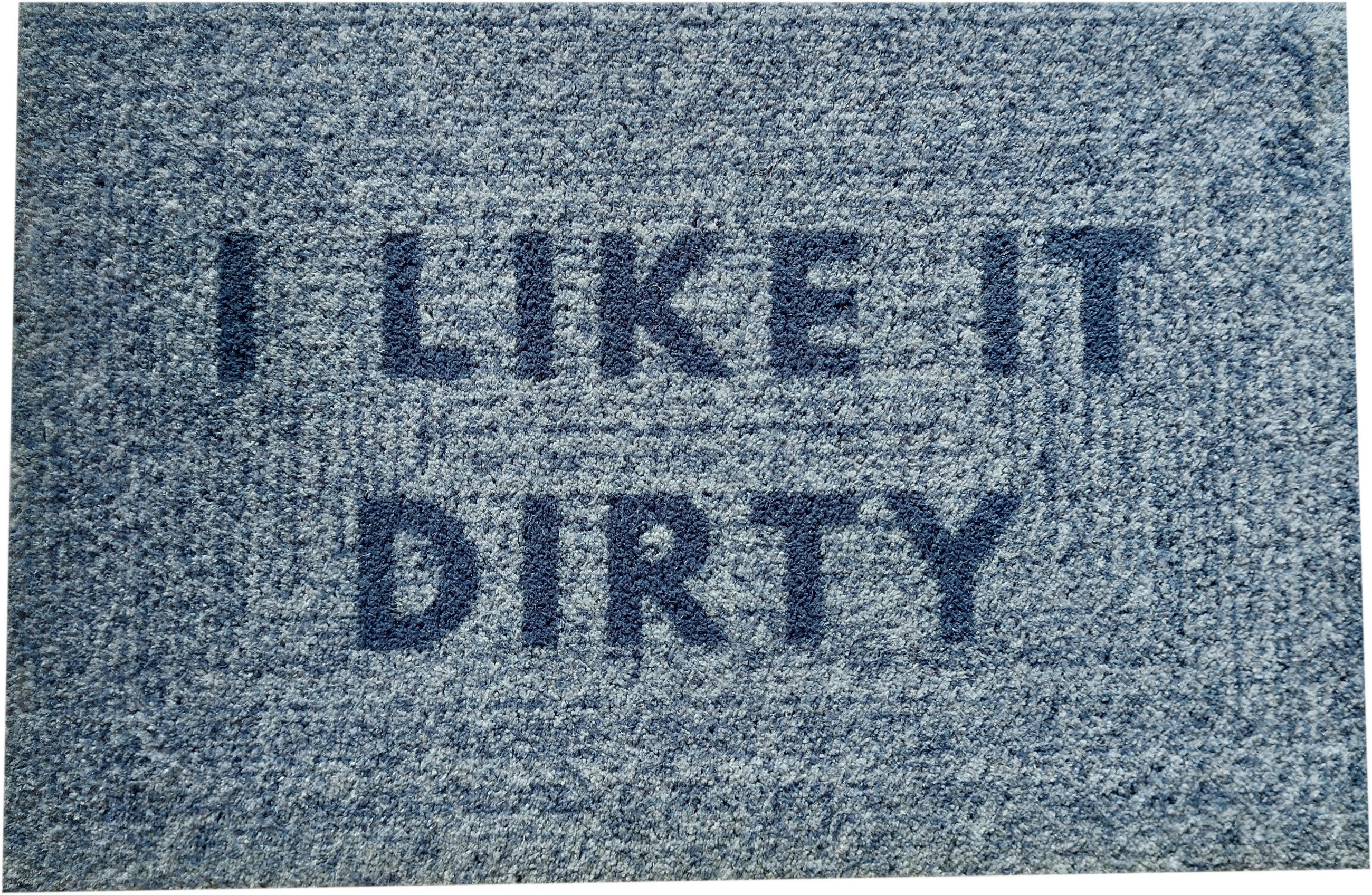 OUTDOOR FUßMATTE "Sana" mit Spruch "I like it dirty" blau 50 x 75 cm - Blau/Grau, Kunststoff/Textil (50/75cm) - MAD ABOUT MATS