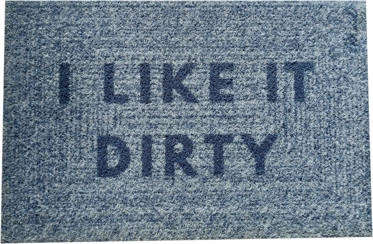 OUTDOOR FUßMATTE "Sana" mit Spruch "I like it dirty" blau 50 x 75 cm - Blau/Grau, Kunststoff/Textil (50/75cm) - MAD ABOUT MATS