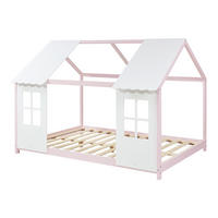 HAUSBETT Tostedt - Hellrosa/Weiß, Holz (140/200cm) - [en.casa]
