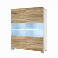 VITRINE Hochschrank mit LED-Leuchten, Sonoma Eiche - Eschefarben, Holz (100/115/36cm) - B BELINI GROUP