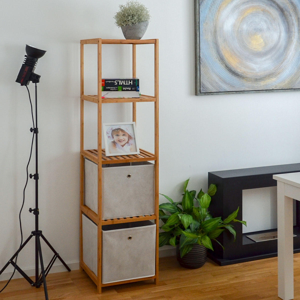BADREGAL 38x39,5x162,5 cm mit 5 Fächern - Braun, Holz (39.5/162.5/38cm) - Dunedesign