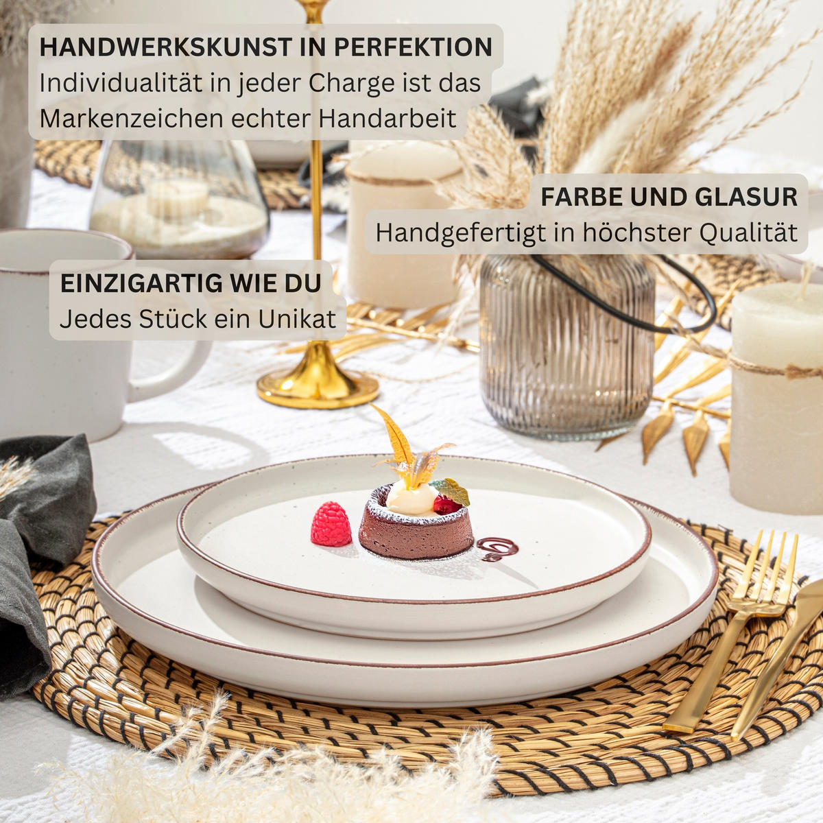 TAFELSERVICE BOMBAY IVORY - 12 teilig aus Steingut - Creme, Stein (27/6.5/27cm) - Sänger