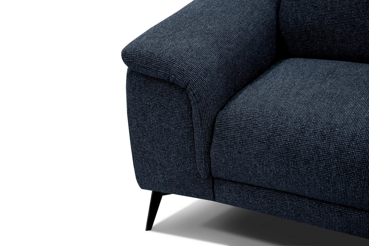 RELAXSOFA FIERO 3-Sitzer mit 1 Relaxfunktion, dunkelblau - Schwarz/Dunkelblau, Holzwerkstoff/Textil (212/82/103cm) - Courtois Laville