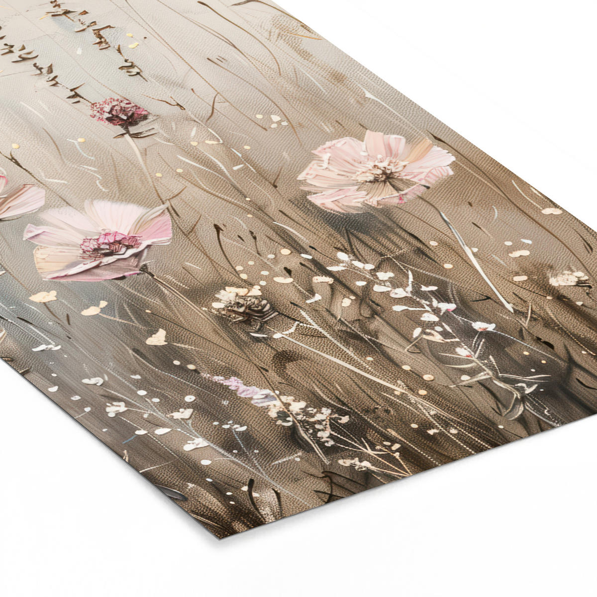 GERAHMTES BILD Blumen - Rosa - Modern - Beige 80x120 cm - Beige, Papier (80/120cm) - MuchoWow