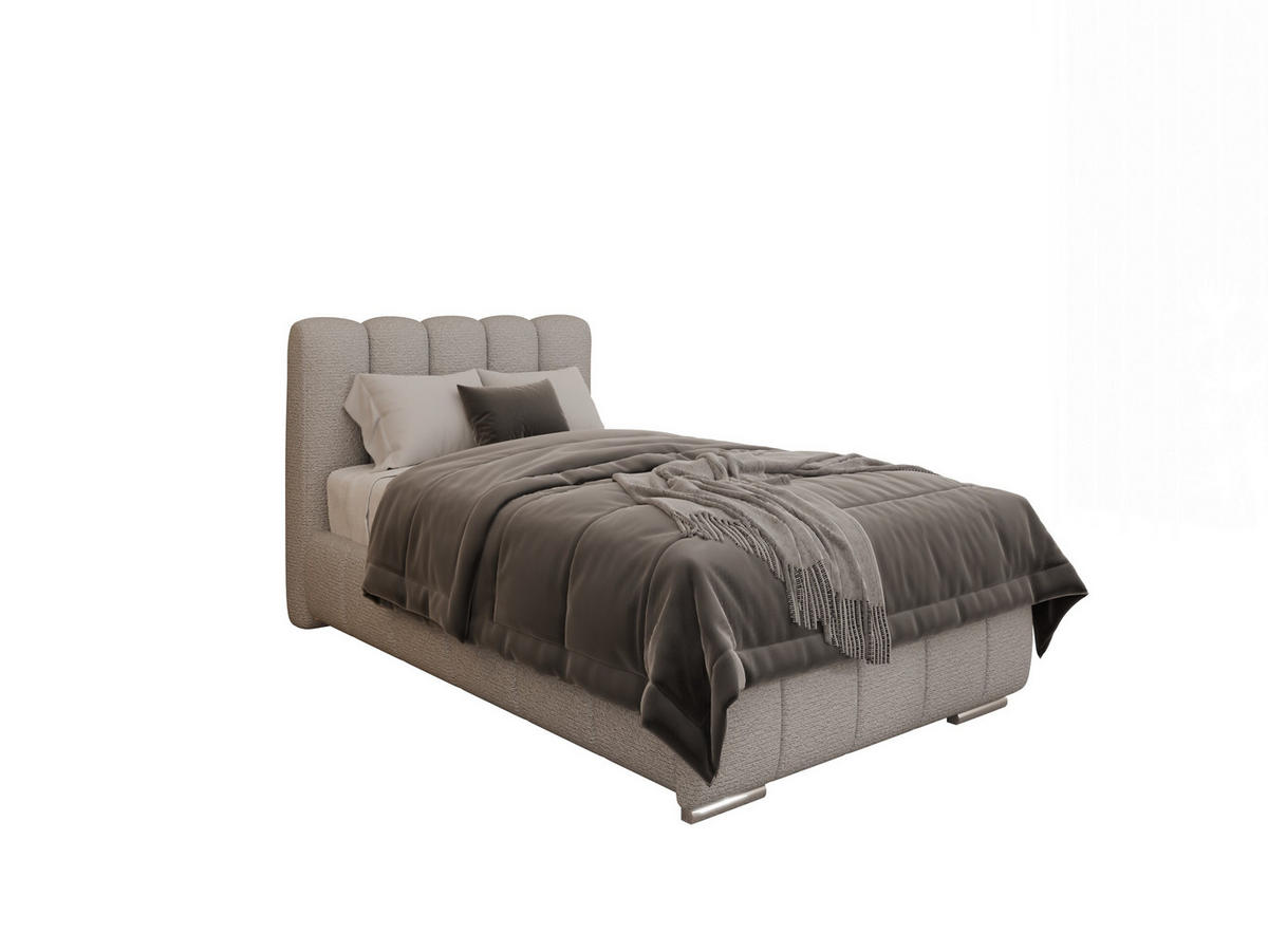 POLSTERBETT Zaira 100x200cm – Elegantes Polsterbett für modernen Wohnstil , ohne matratze, Sandfarben - Sandfarben, Holz - Panda Möbel