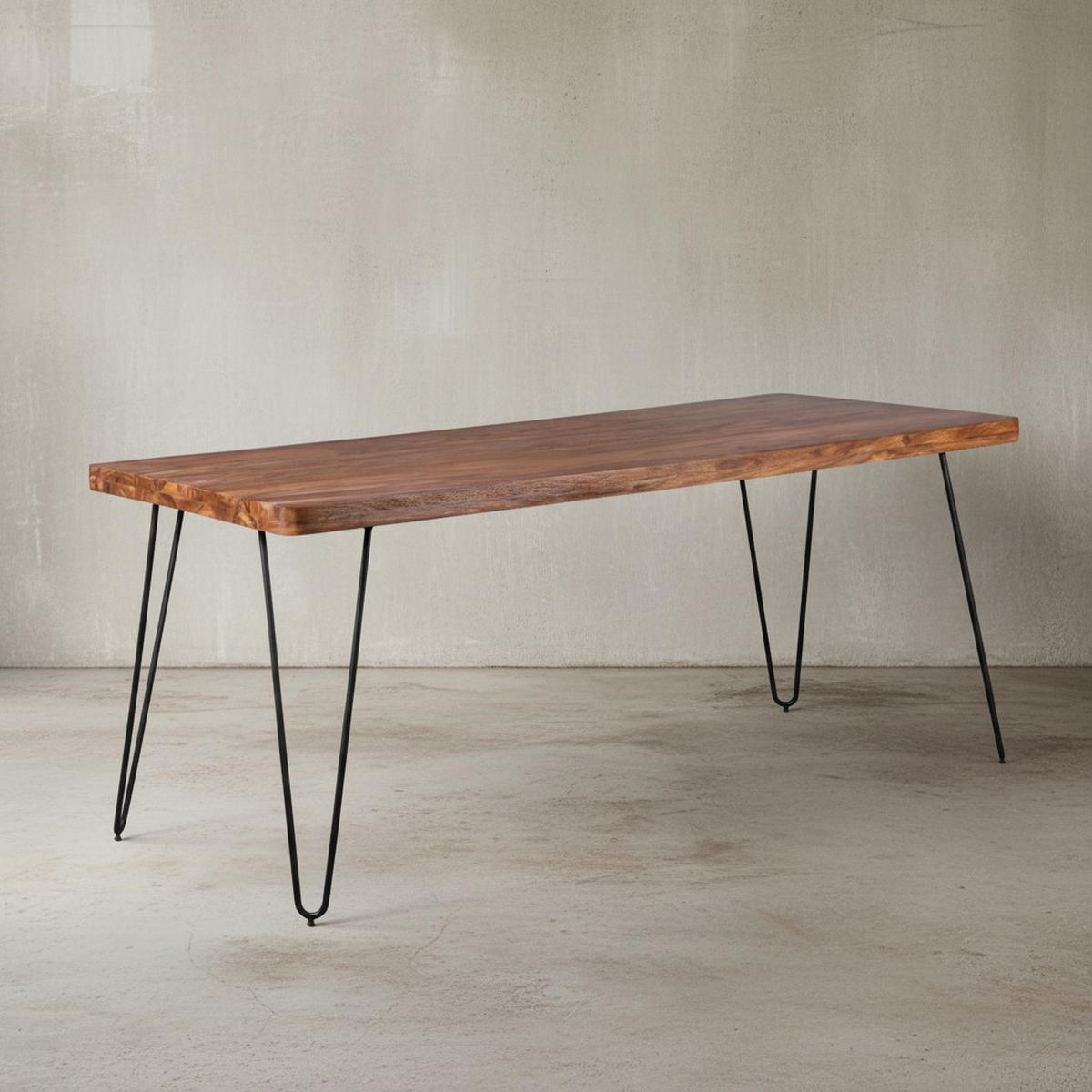 ESSTISCH Massivholz Metallbeine Handgefertigt BALU, Braun 180x80x76 cm - Schwarz/Braun, Holz/Metall (80/180/76cm) - KADIMA DESIGN