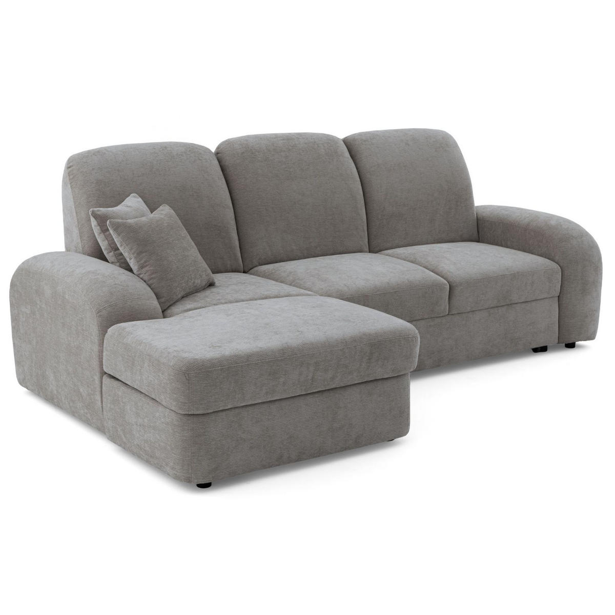 ECKSOFA VIBE S Links mit Schlaffunktion 130x202 Chenille Grau - Schwarz/Grau, Holz/Kunststoff (255/156cm) - Muffo