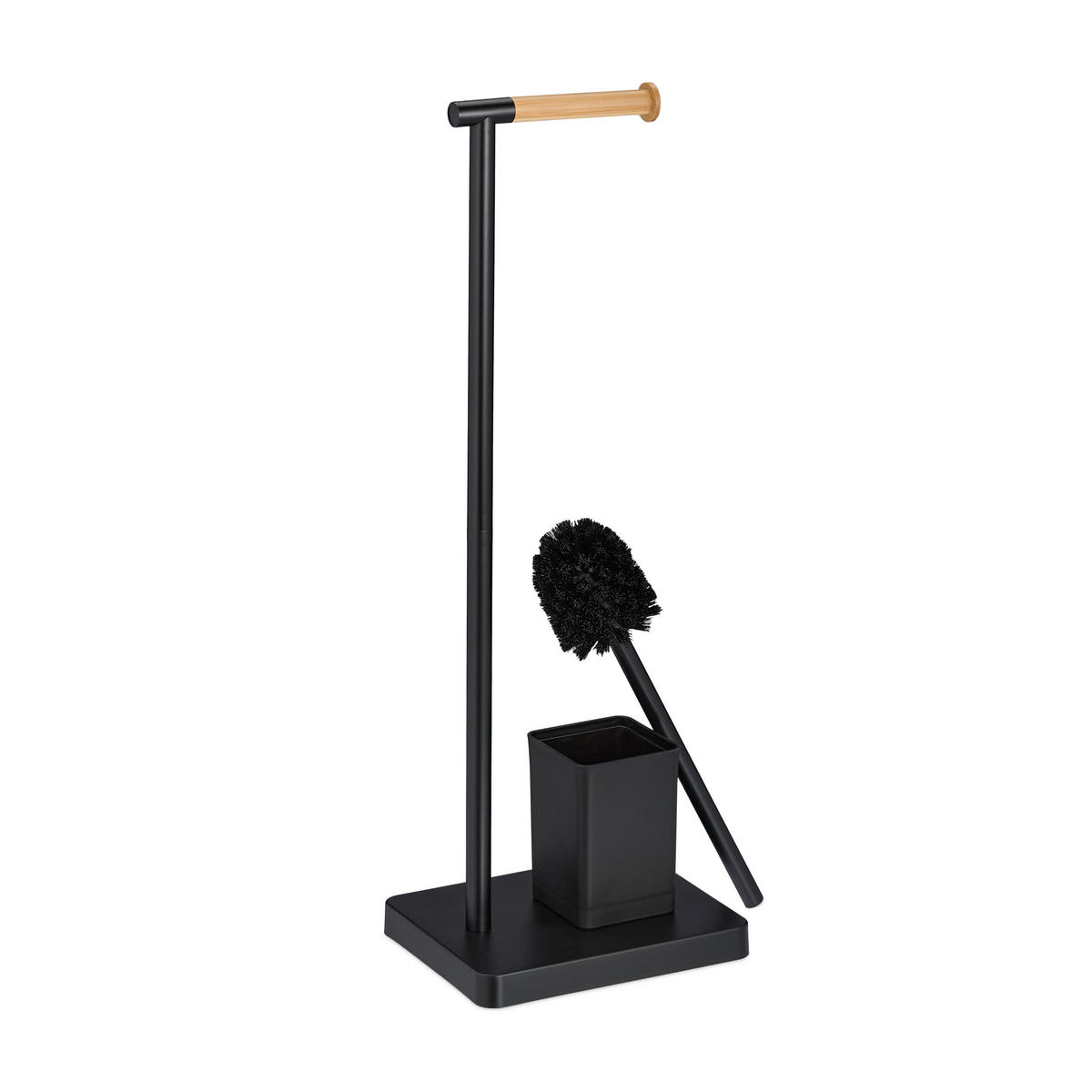 WC-GARNITUR - Schwarz, Holz/Kunststoff (23/66.5/18cm) - Relaxdays