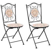 GARTENSTUHL 2er Set klappbar Metall Bunt Settala - Beige/Multicolor, Metall (40/90/44cm) - Beliani
