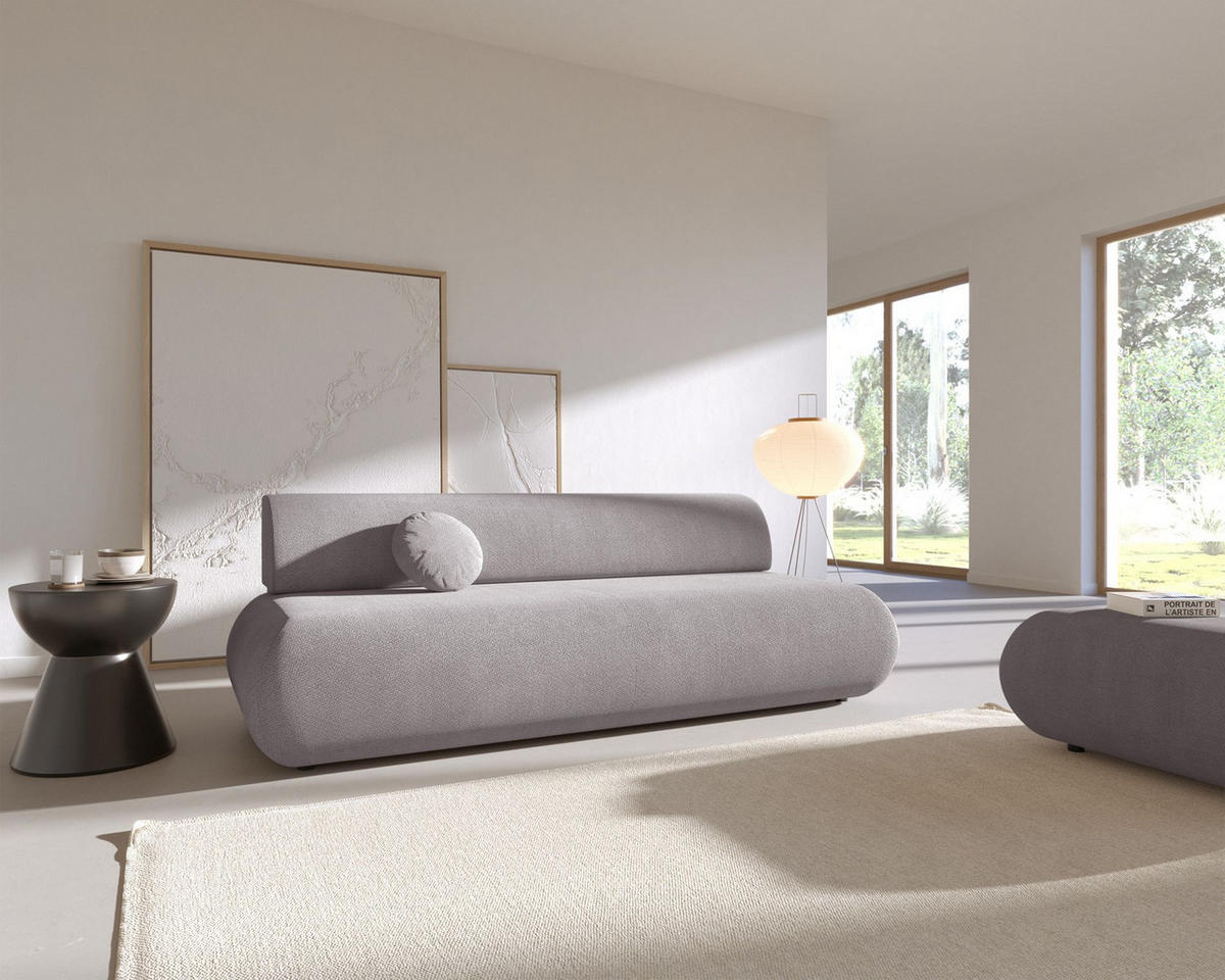 3-SITZER SCHLAFSOFA Grau Chenille - Schwarz/Grau, Kunststoff/Textil (214/74/100cm) - Selsey