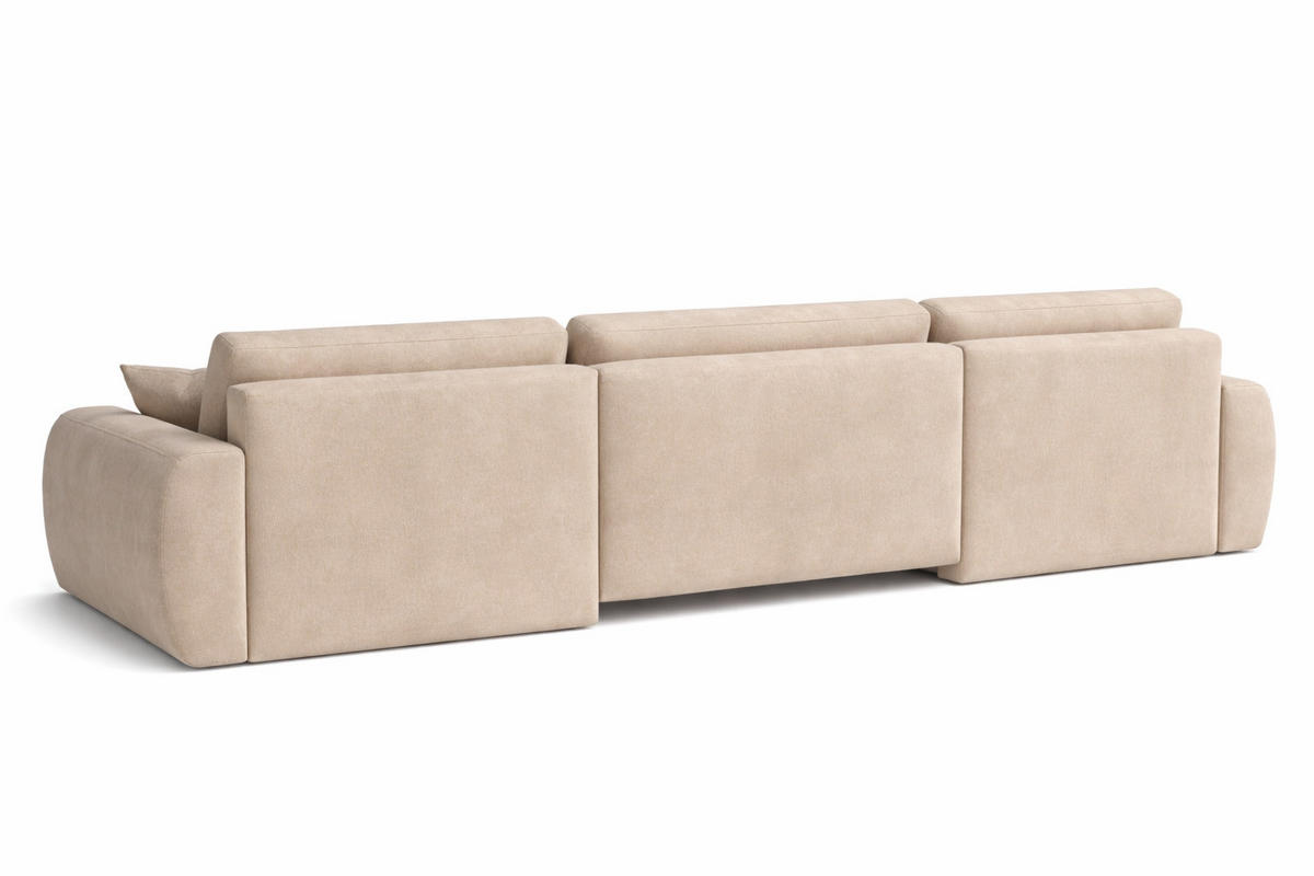 ECKSOFA Mit Schlaffunktion Und Bettkasten U-Form Ariel U, Veloursstoff Salvador, Beige - Beige, Holz (342/142cm) - Kaiser Möbel