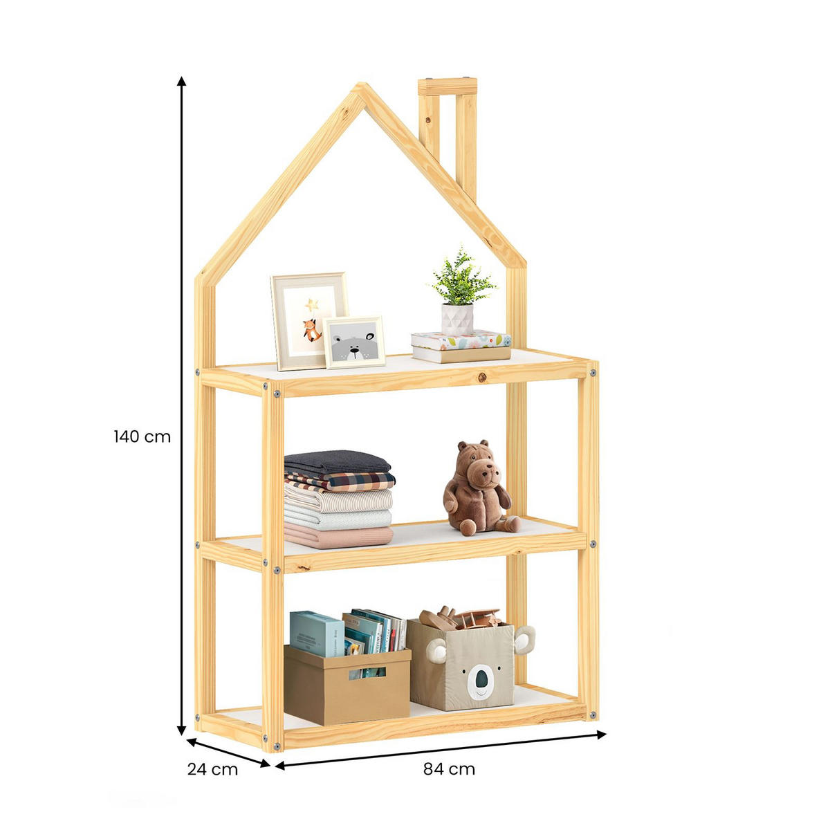REGAL LENISE natur/weiß - Naturfarben/Weiß, Holz (83/140/24cm) - IDIMEX