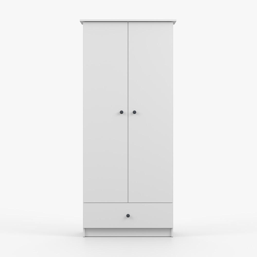DREHTÜRENSCHRANK 85,5/193/53 cm 2-türig Olaf I Weiß + anthrazit Griffe - Anthrazit/Weiß, Holzwerkstoff/Metall (85.5/193/53cm) - imoebel24
