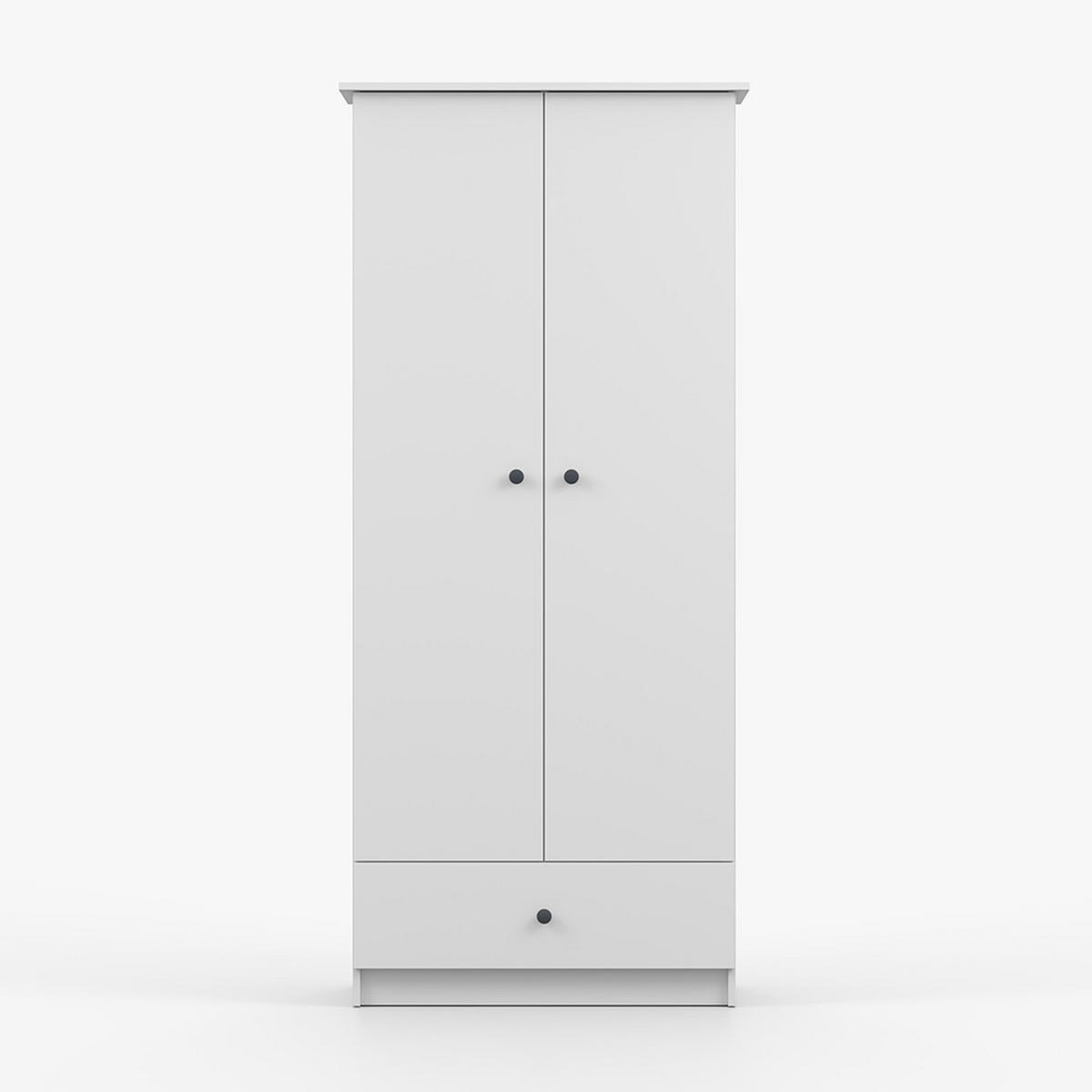 DREHTÜRENSCHRANK 85,5/193/53 cm 2-türig Olaf I Weiß + anthrazit Griffe - Anthrazit/Weiß, Holzwerkstoff/Metall (85.5/193/53cm) - imoebel24